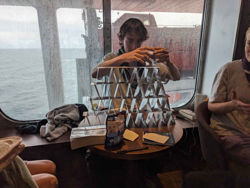 Card stacking on the ferry