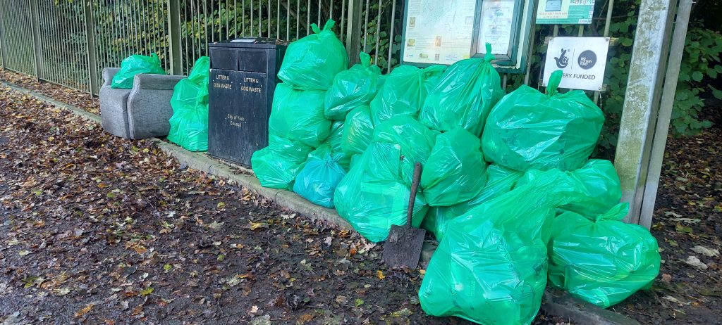 Litter and fly-tipped waste collected at Acomb Wood 5th November 2023