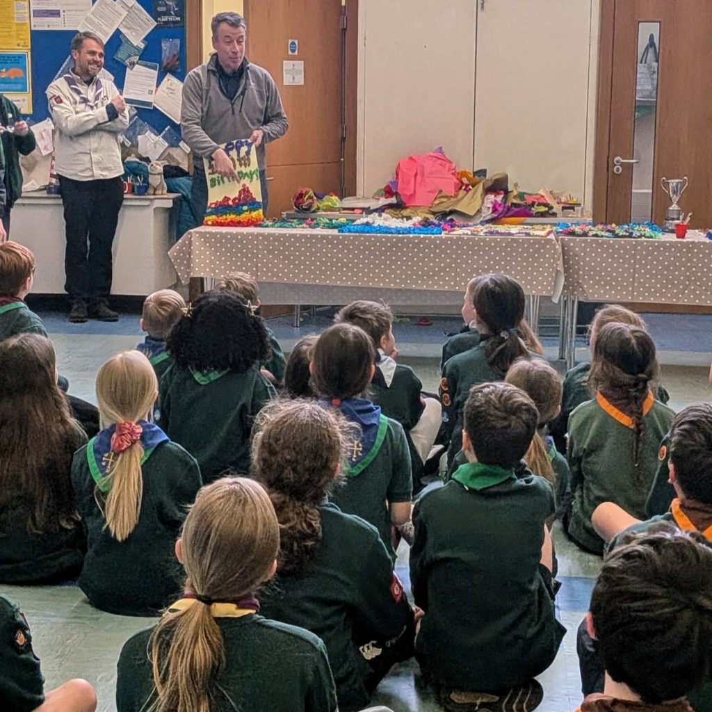 The winning entry being discussed with Cubs